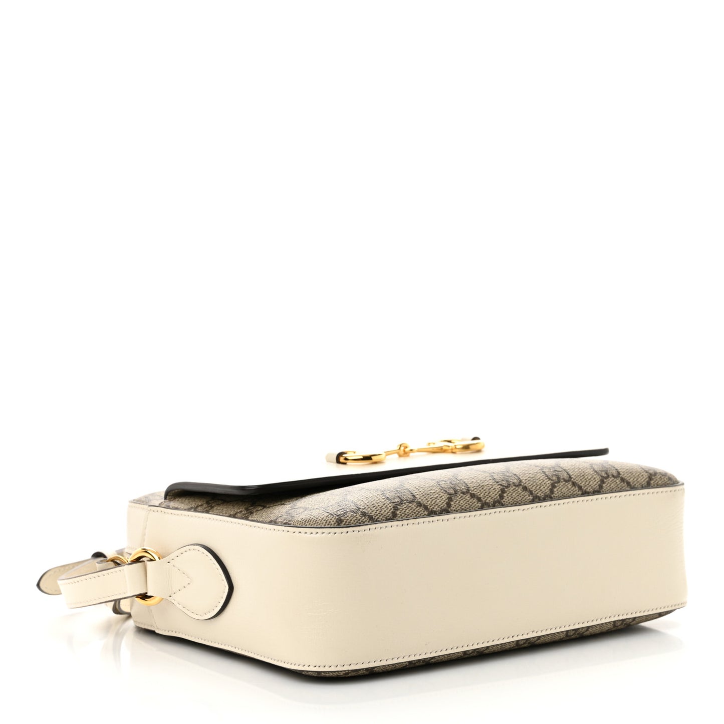 GG Supreme Monogram Small Horsebit 1955 Shoulder Bag Beige Mystic White