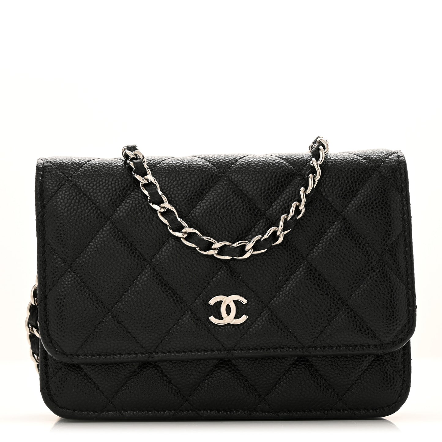 Caviar Quilted Mini Wallet On Chain WOC Black