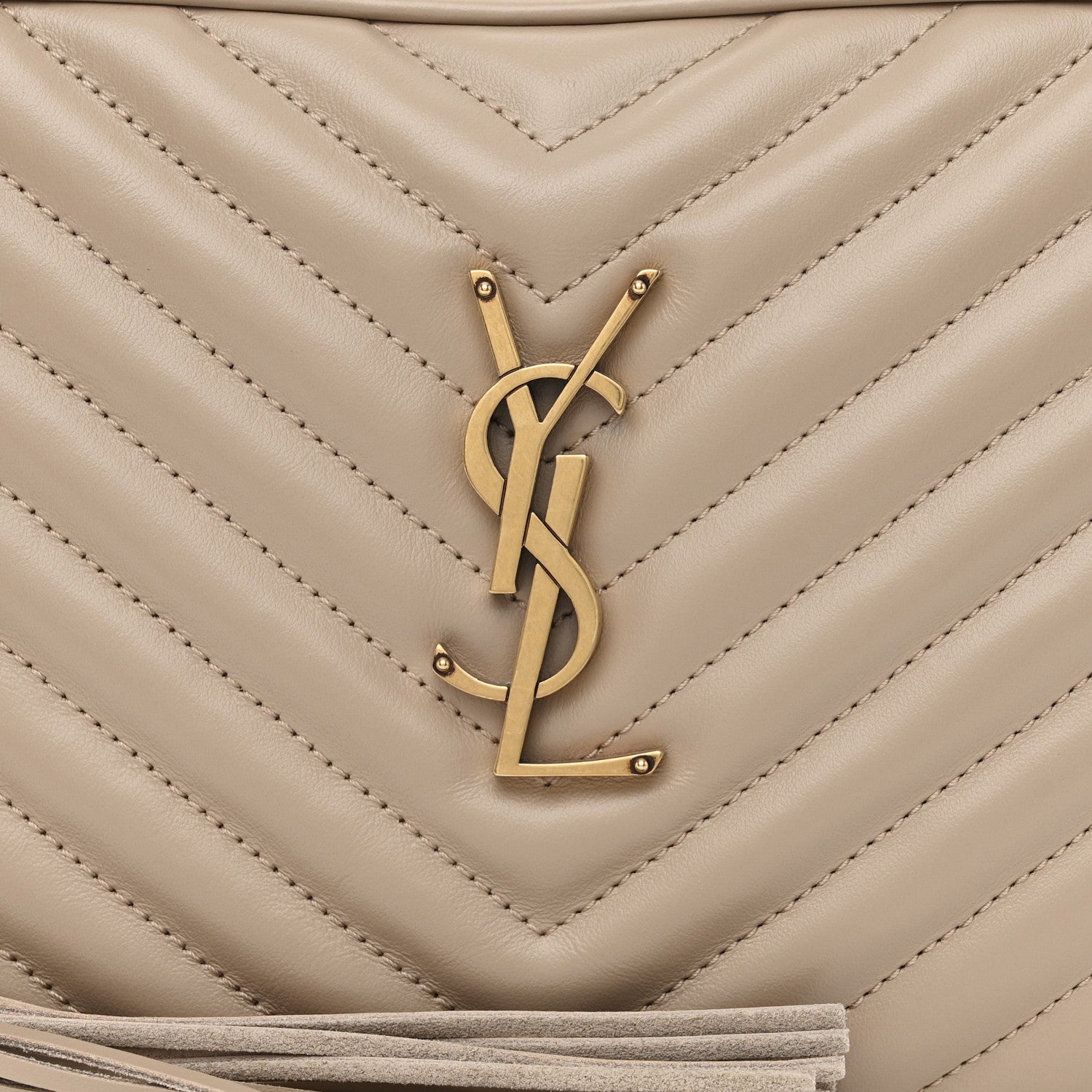 Saint Laurent Calfskin Matelasse Monogram Lou Camera Bag Dark Beige 8 of 10