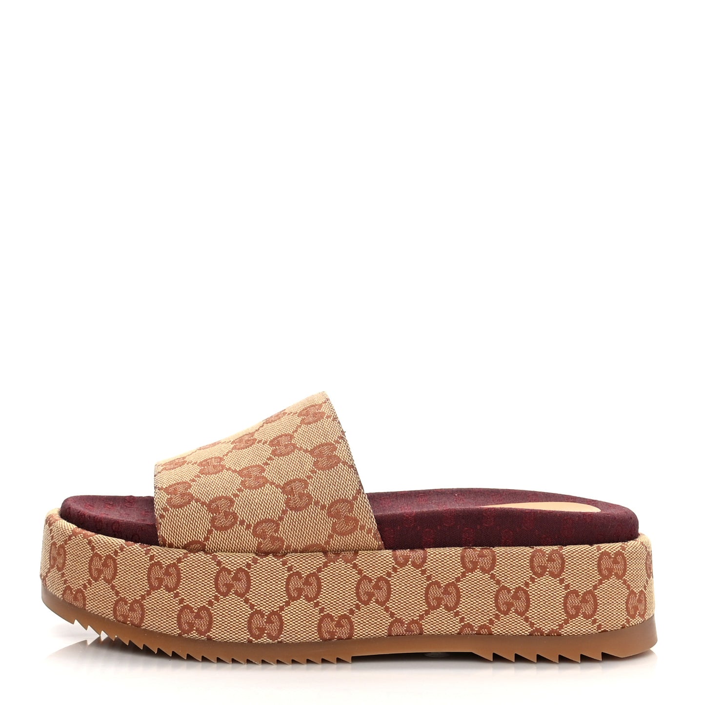 Canvas GG Monogram Angelina Platform Slide Sandals 39.5 Beige Ruggine