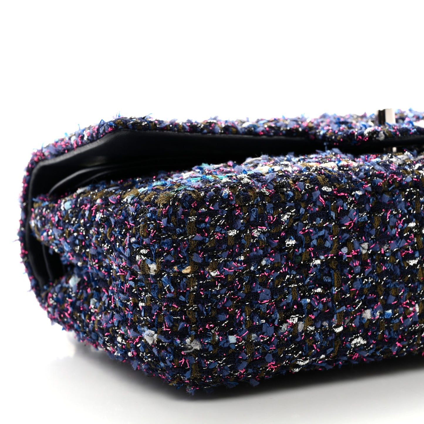 Tweed Chevron Quilted Medium Double Flap Blue Multicolor