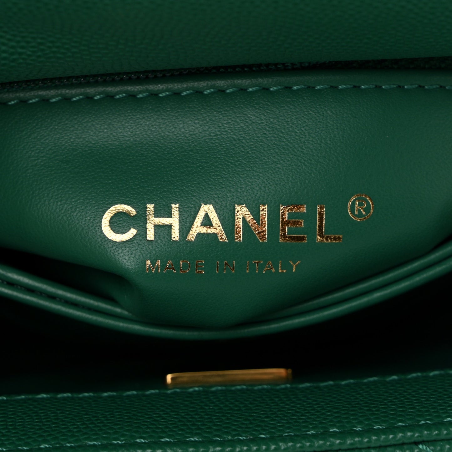 Caviar Quilted Extra Mini Coco Handle Flap Green