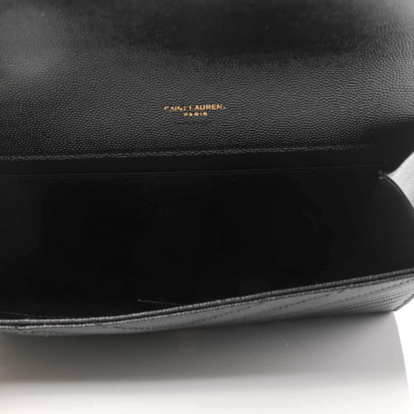 Grain De Poudre Matelasse Chevron Monogram Envelope Clutch Black