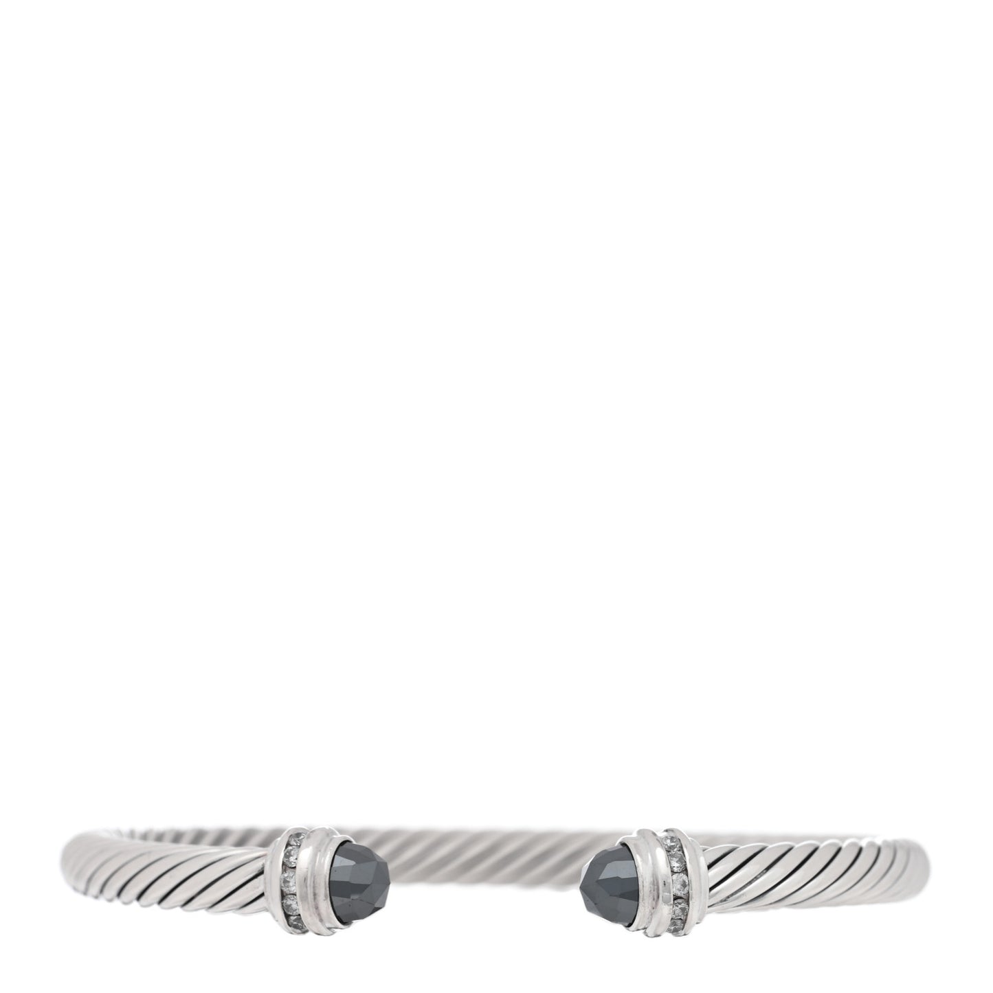 Sterling Silver Diamond Hematite 5mm Cable Classics Princess Bracelet