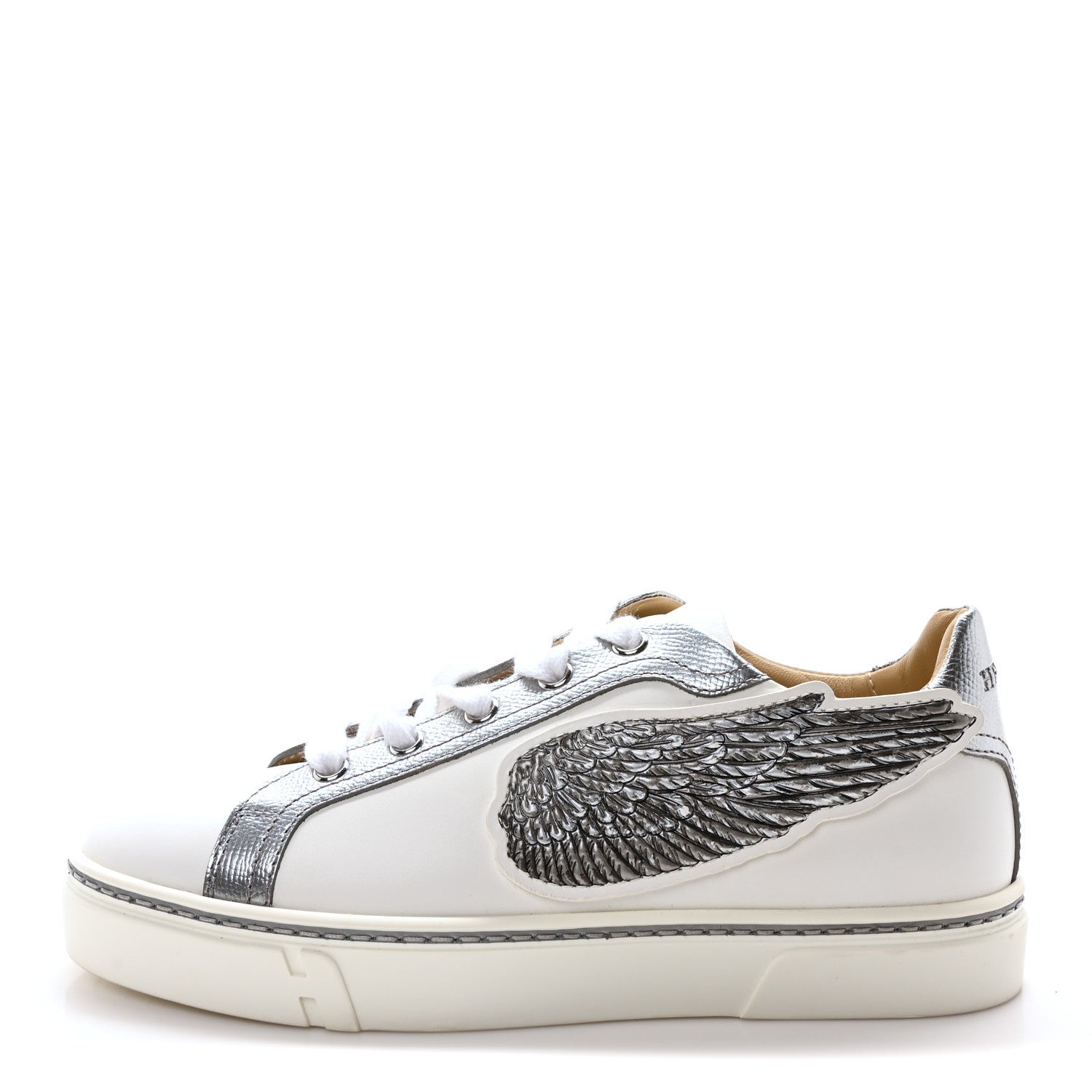 Hermes Calfskin Epsom Womens Velvet Sneakers 36 White Silver 1 of 9