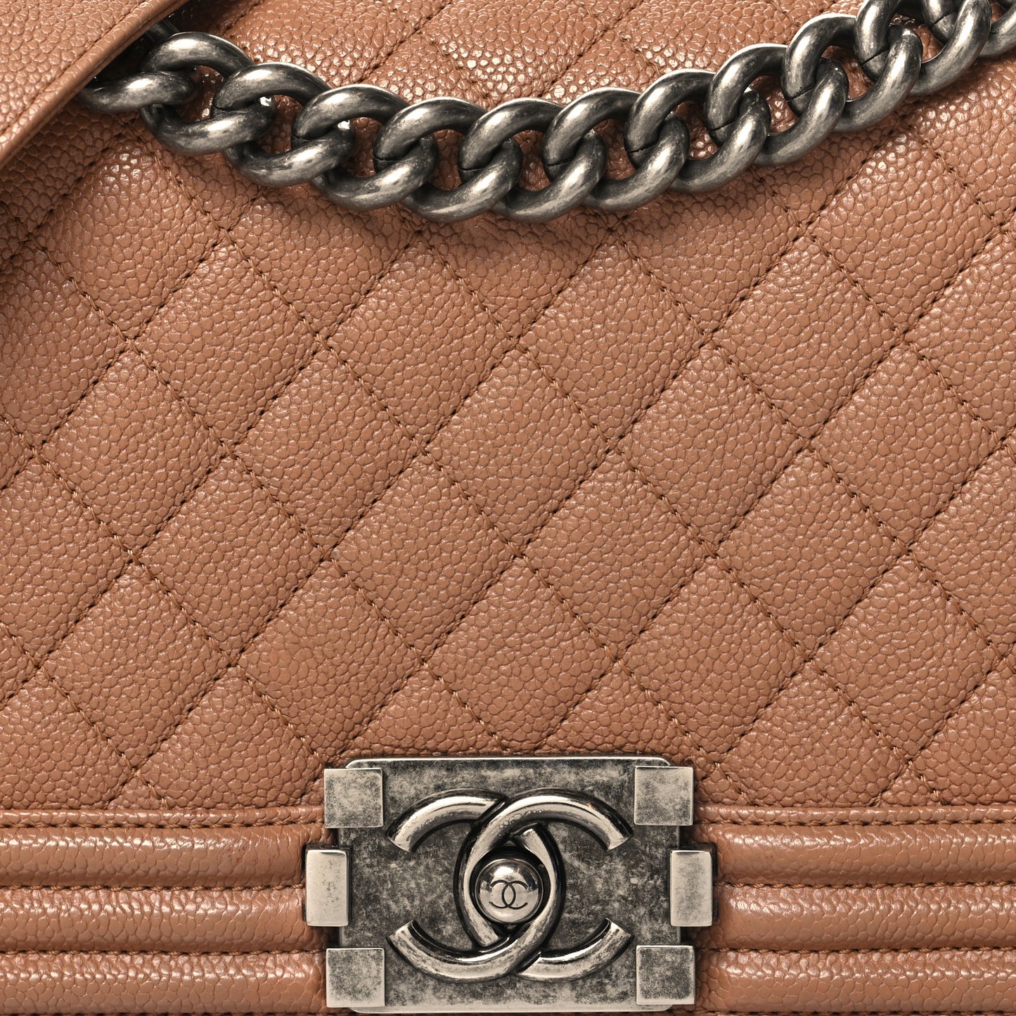 Caviar Quilted Medium Boy Flap Beige