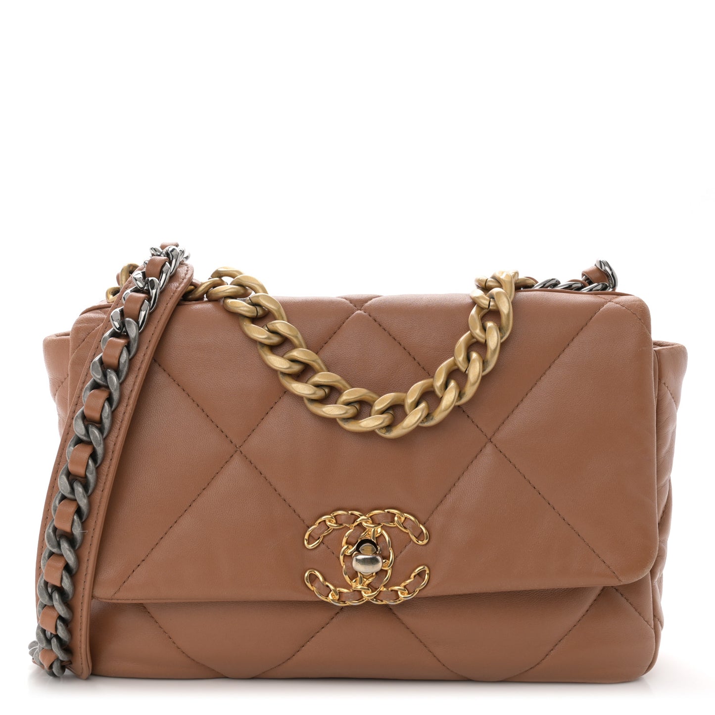 Lambskin Quilted Medium Chanel 19 Flap Brown