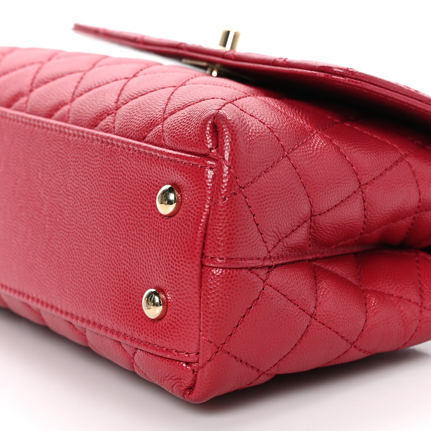 Caviar Quilted Mini Coco Handle Flap Red
