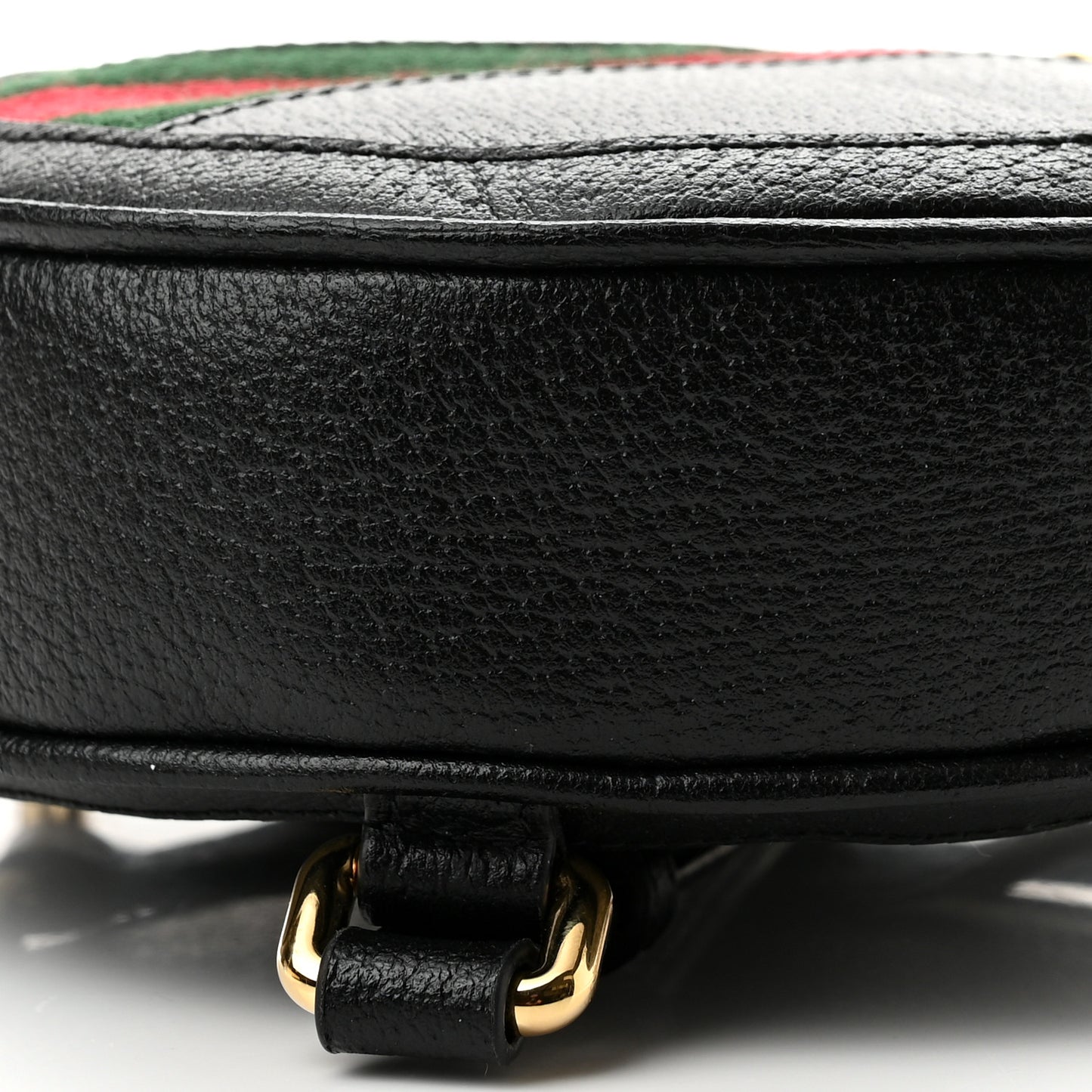 Grained Calfskin Web Mini Ophidia Round Backpack Black