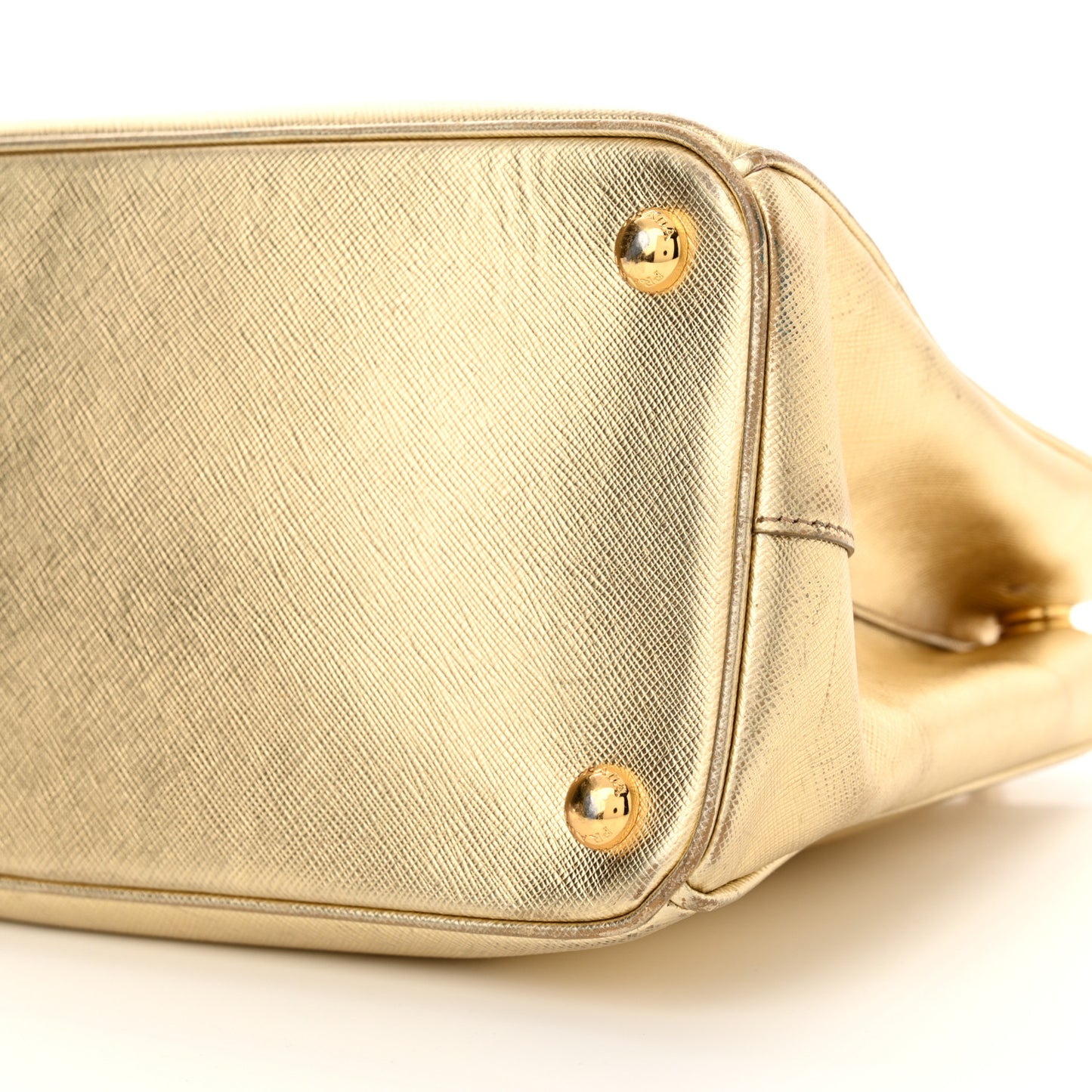 Metallic Saffiano Small Galleria Double Zip Tote Platino