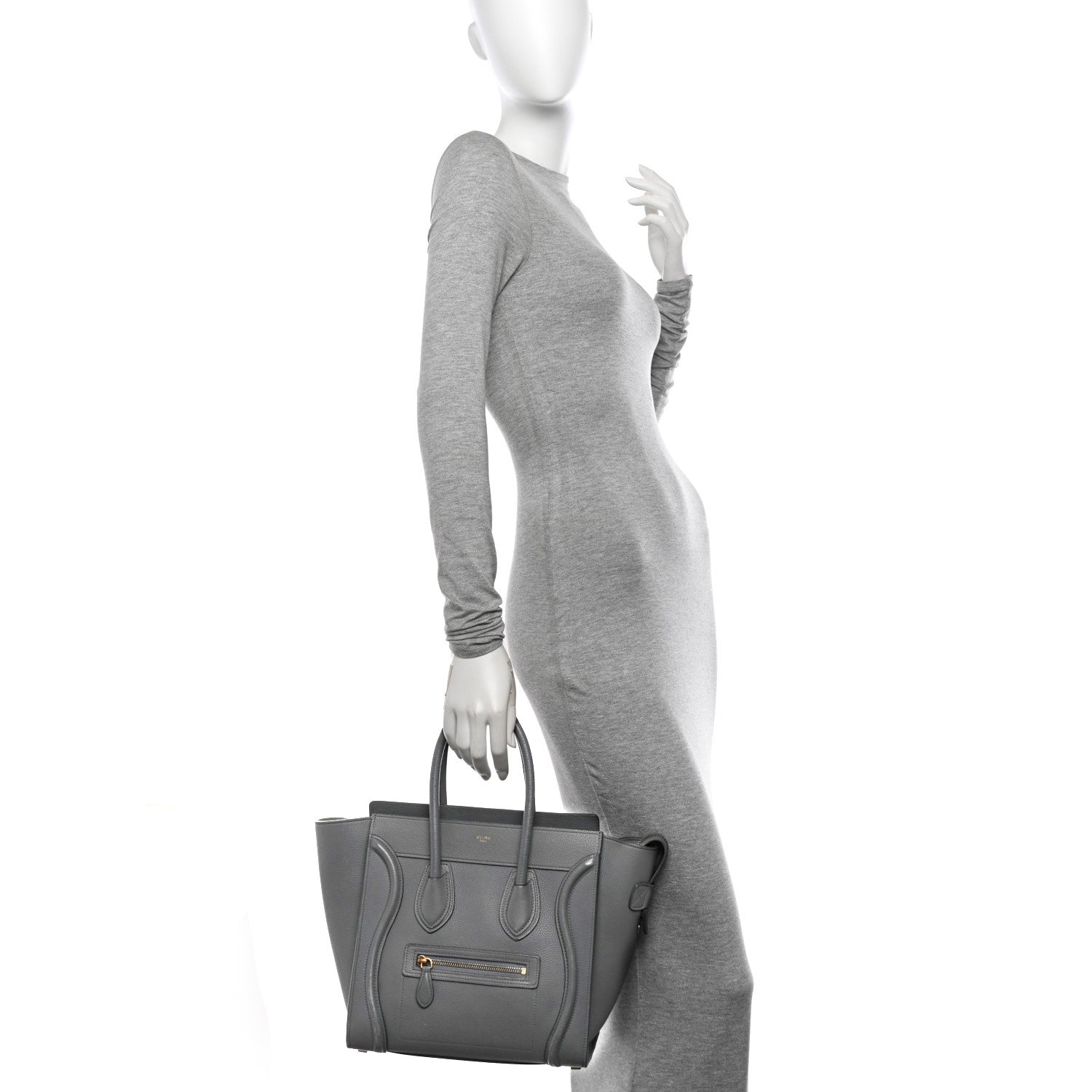 Celine Baby Drummed Calfskin Micro Luggage Kohl 2 of 17