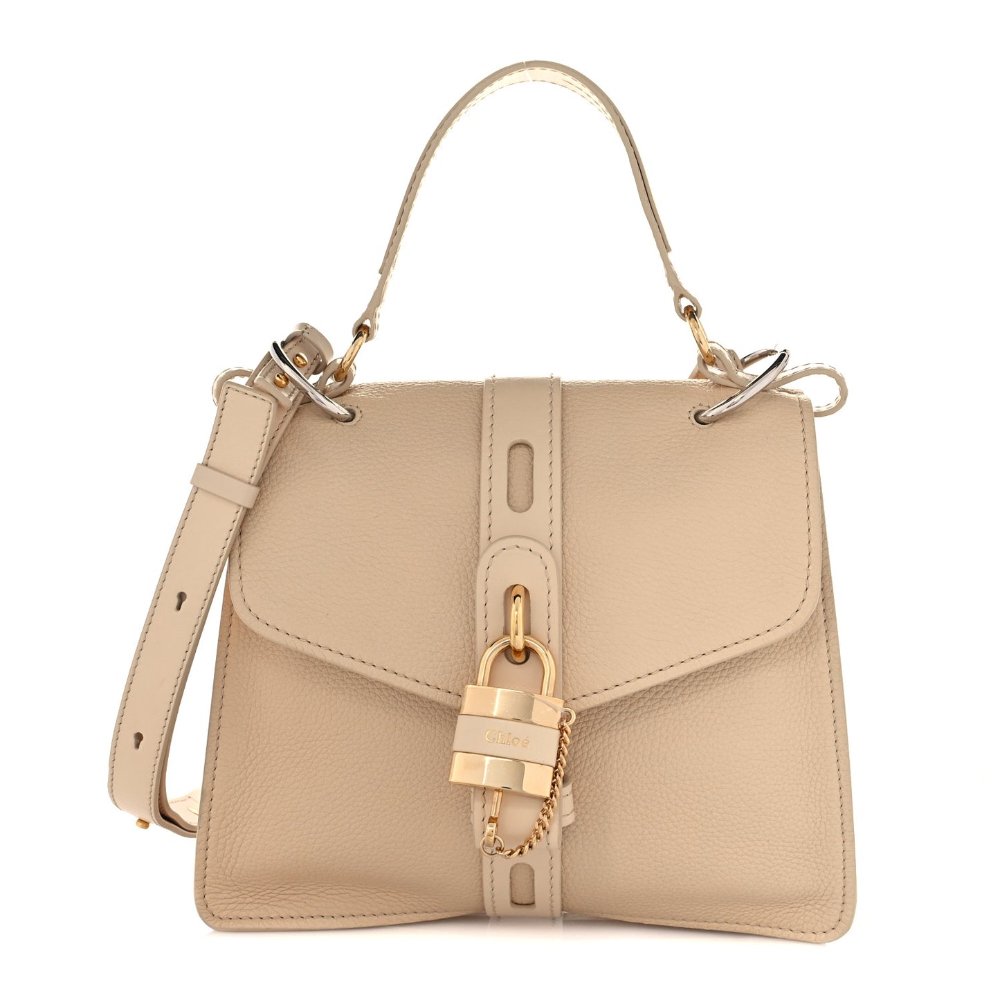 Shiny Grained Calfskin Medium Aby Day Shoulder Bag Blondie Beige