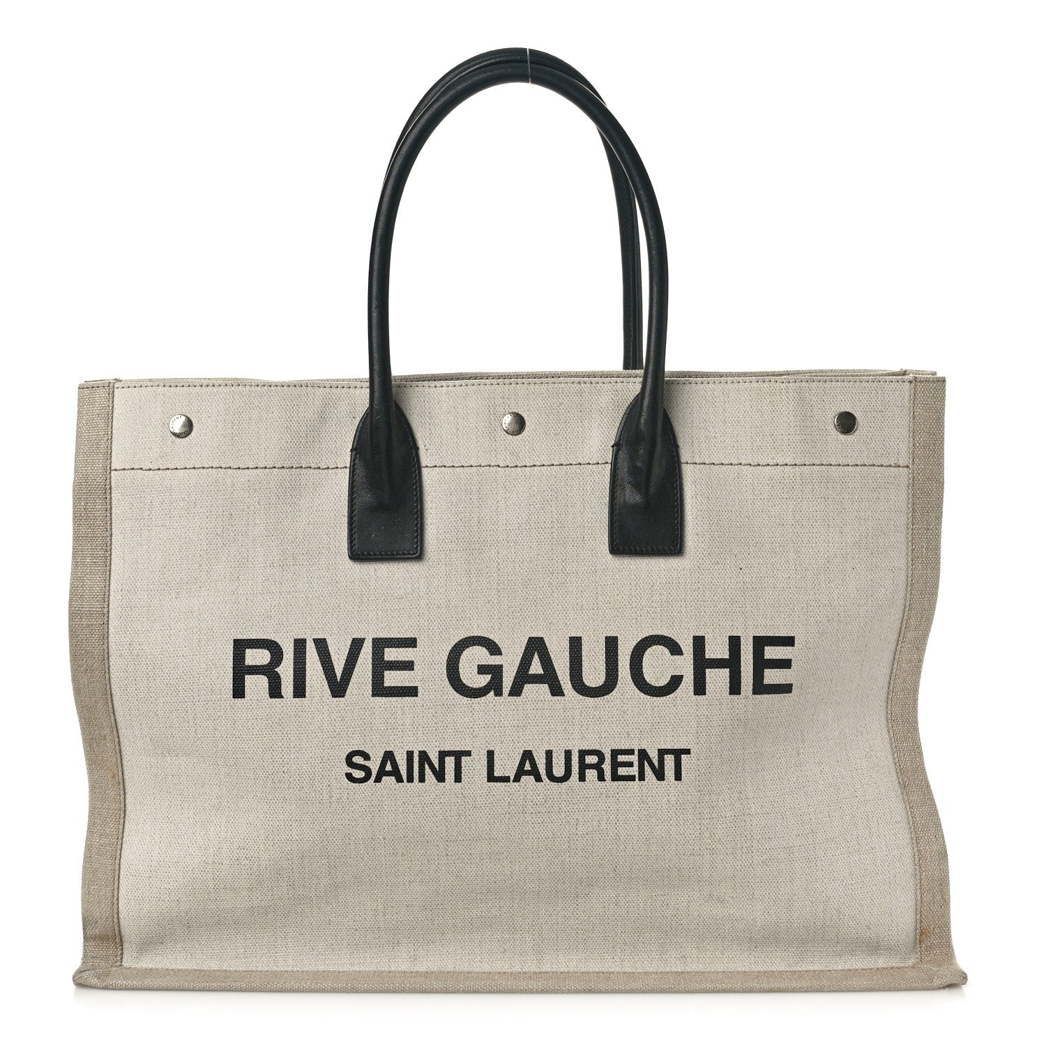 Saint Laurent Linen Calfskin Rive Gauche Tote Optic White 1 of 13