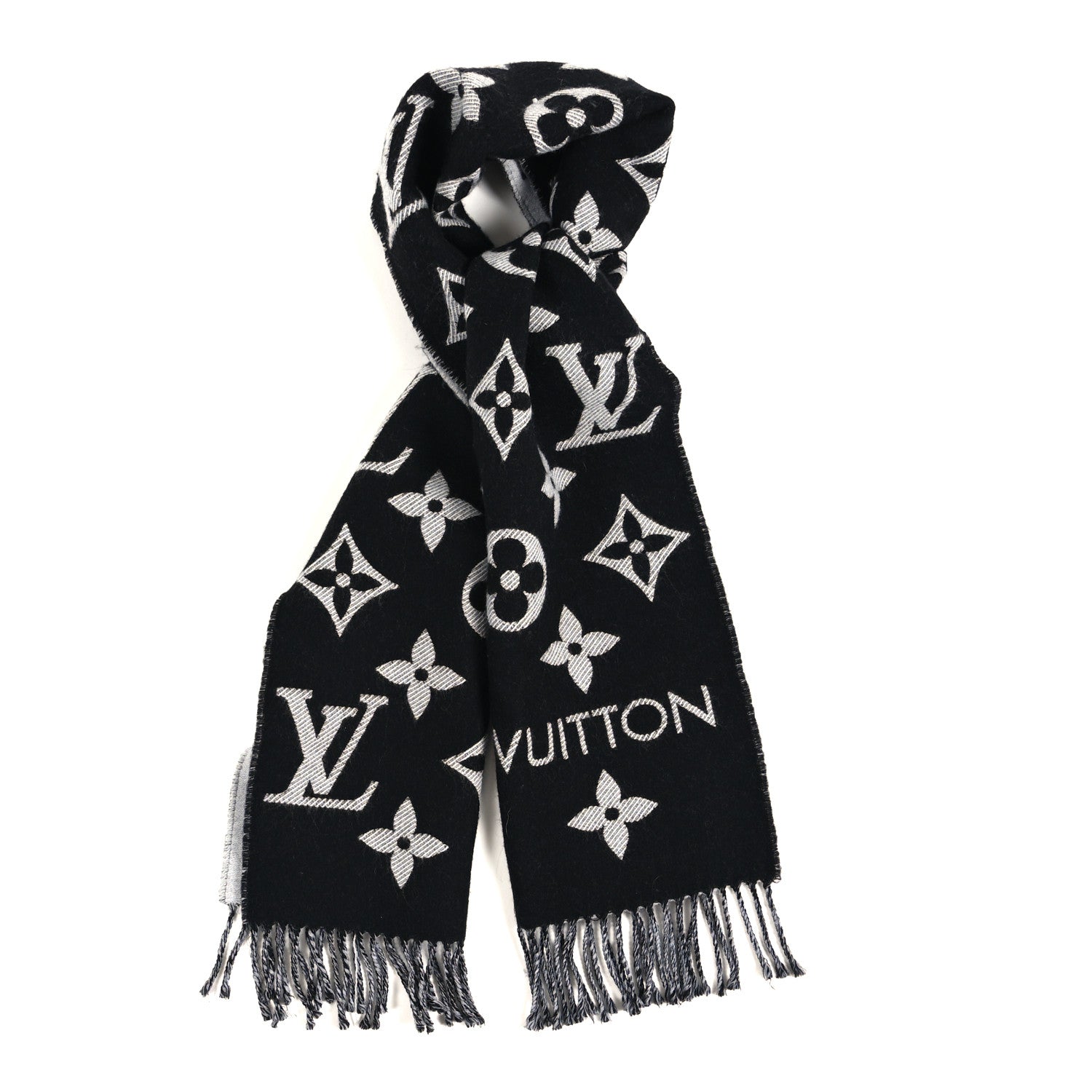 Louis Vuitton Wool Monogram LV Essential Scarf Black 1906668