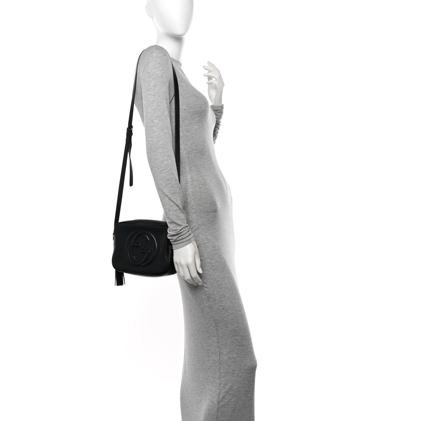 Pebbled Calfskin Small Soho Disco Bag Black