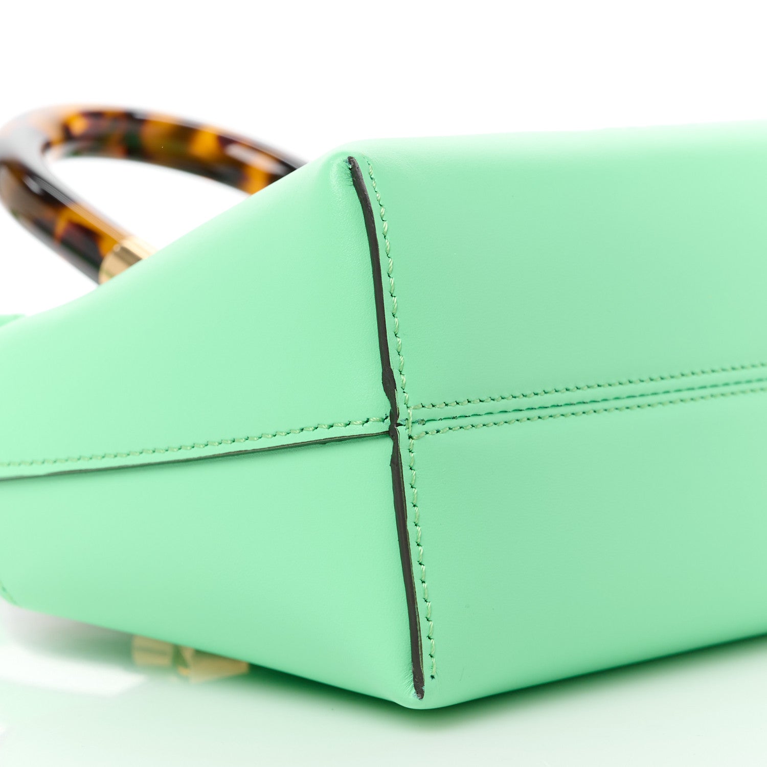 Fendi Vitello King Plexiglass Logo Embossed Mini By The Way Top Handle Boston Bag Edamame 10 of 11