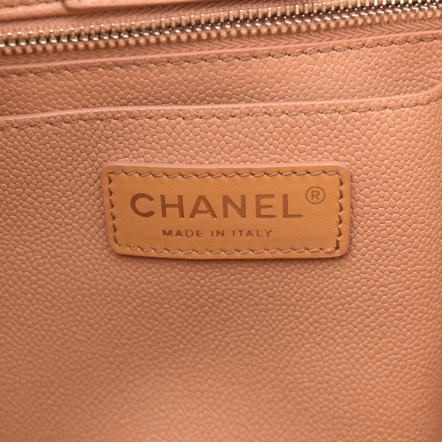 Caviar Quilted Small Shopping Tote Dark Beige