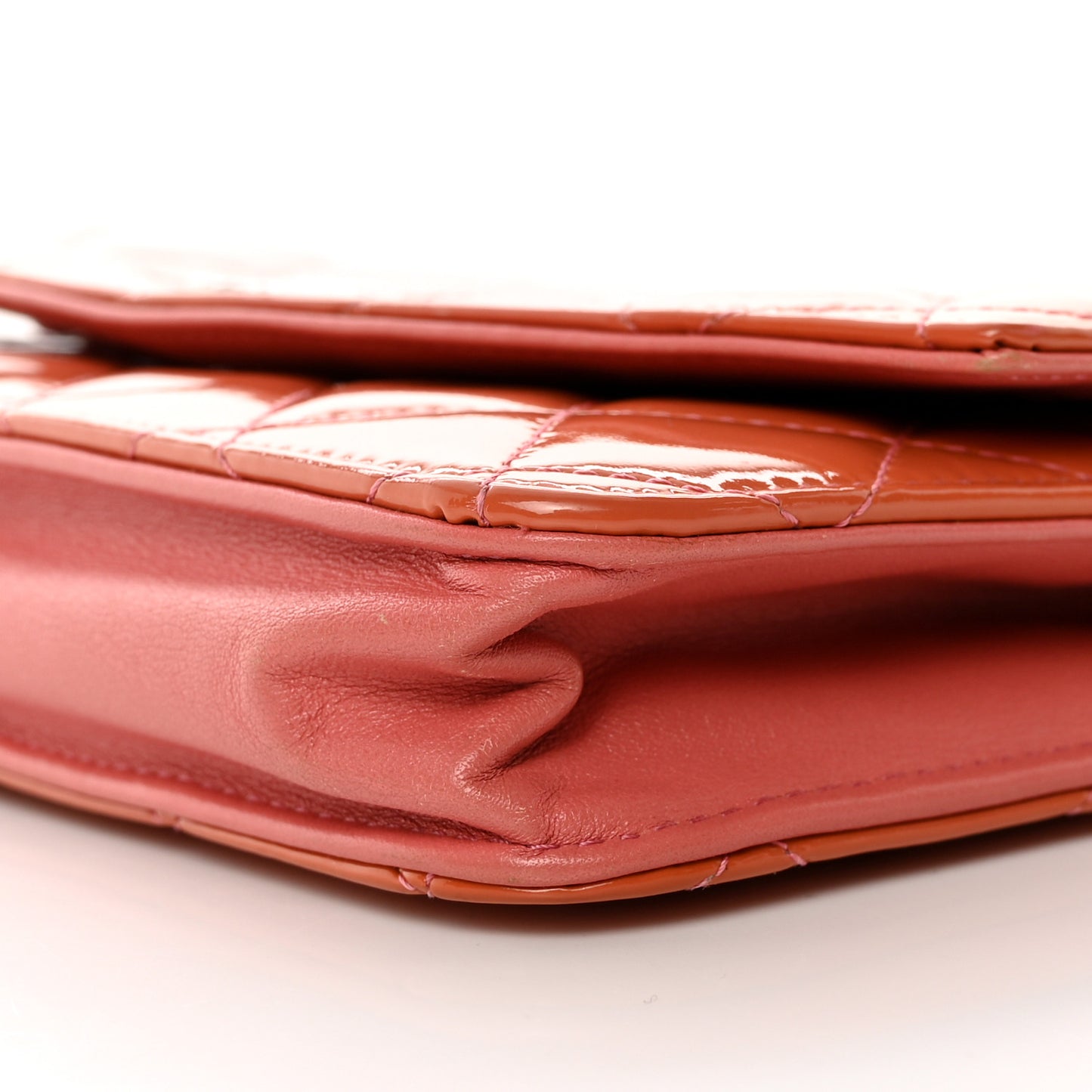 Patent Quilted Wallet On Chain WOC Coral