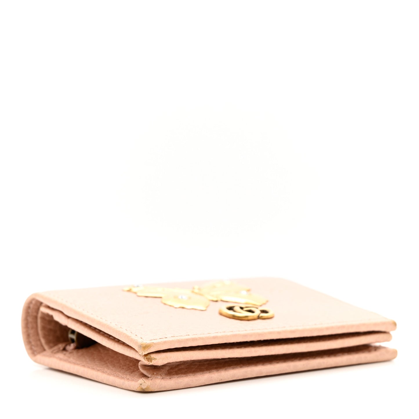 Pebbled Calfskin Butterfly Card Case Perfect Pink