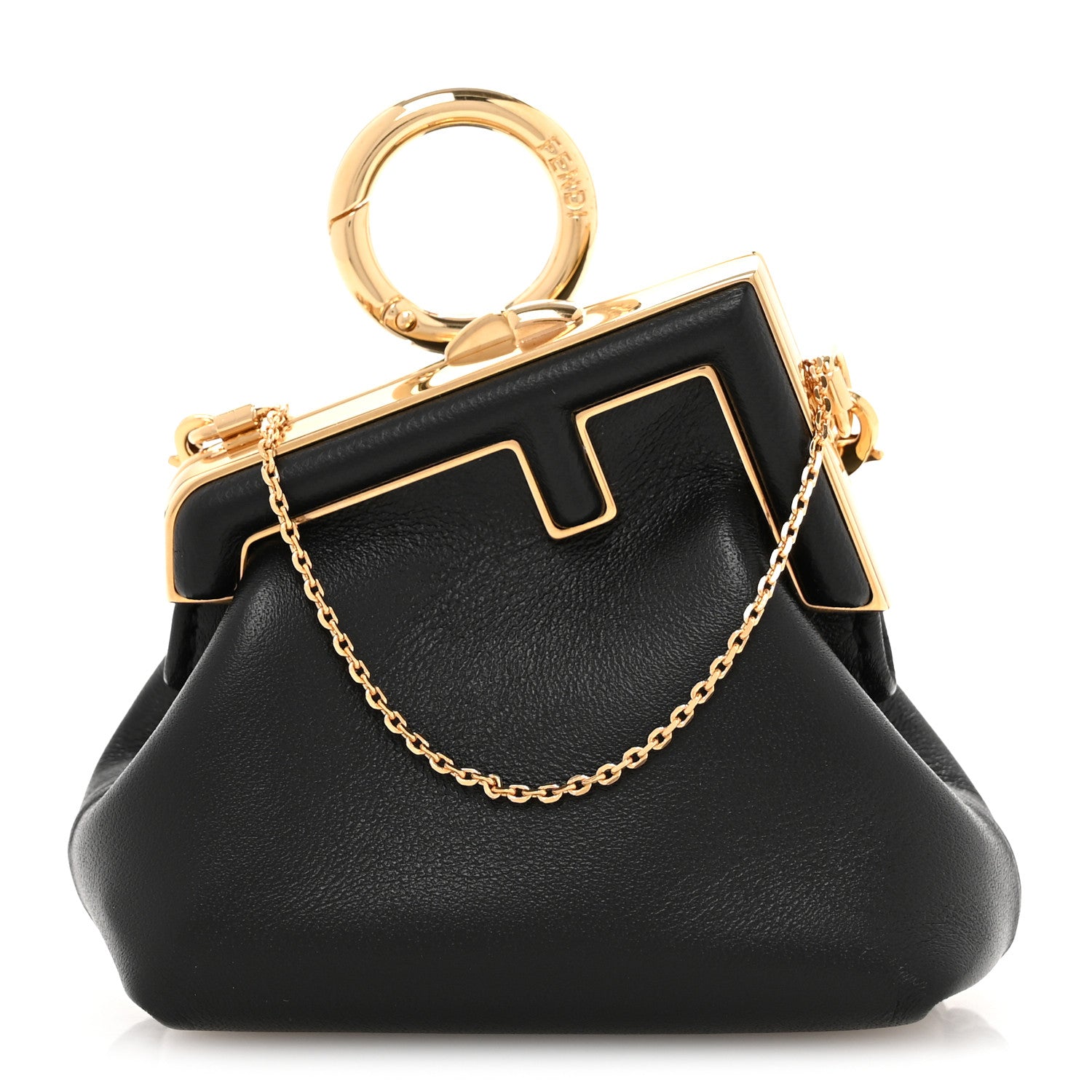 Fendi Shiny Nappa Nano Fendi First Bag Charm Black 1702167