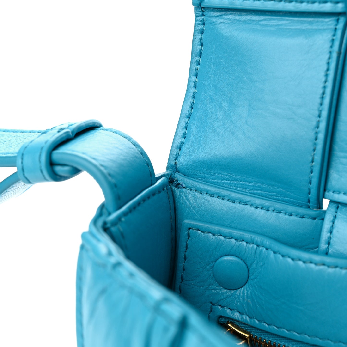 Calfskin Intreccio Plisse Cassette Crossbody Bag Pool