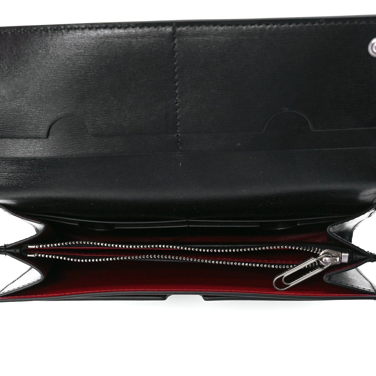 Calfskin Jitney Logo Flap Wallet On Chain Black