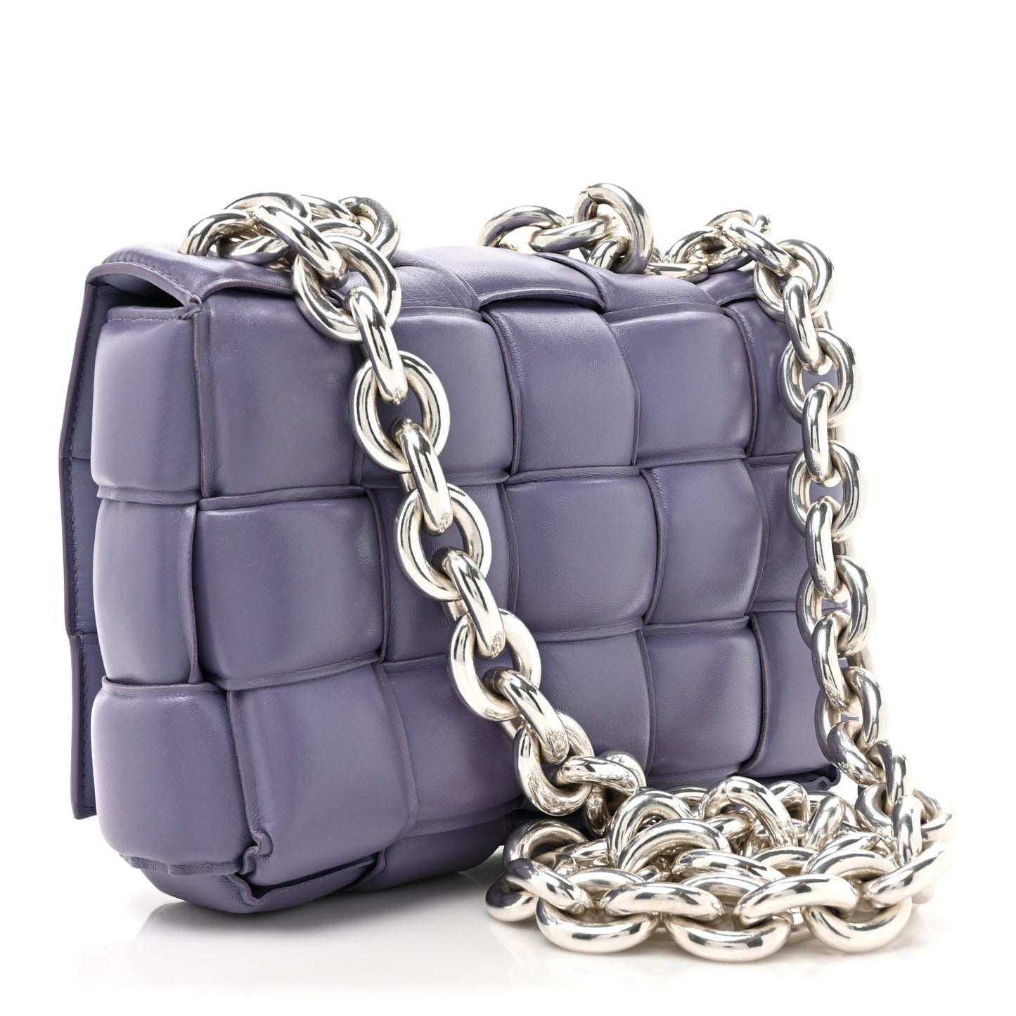 Lambskin Maxi Intreccio Padded Chain Cassette Crossbody Bag Lavender