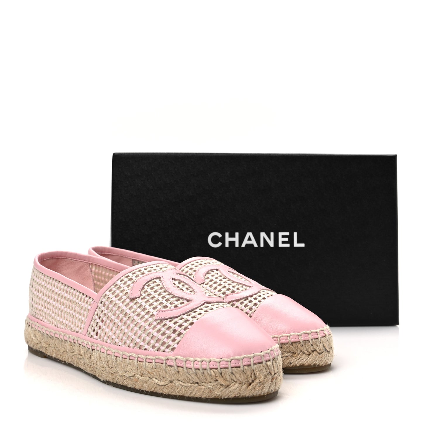 Mesh Lambskin CC Espadrilles 41 Light Pink Beige