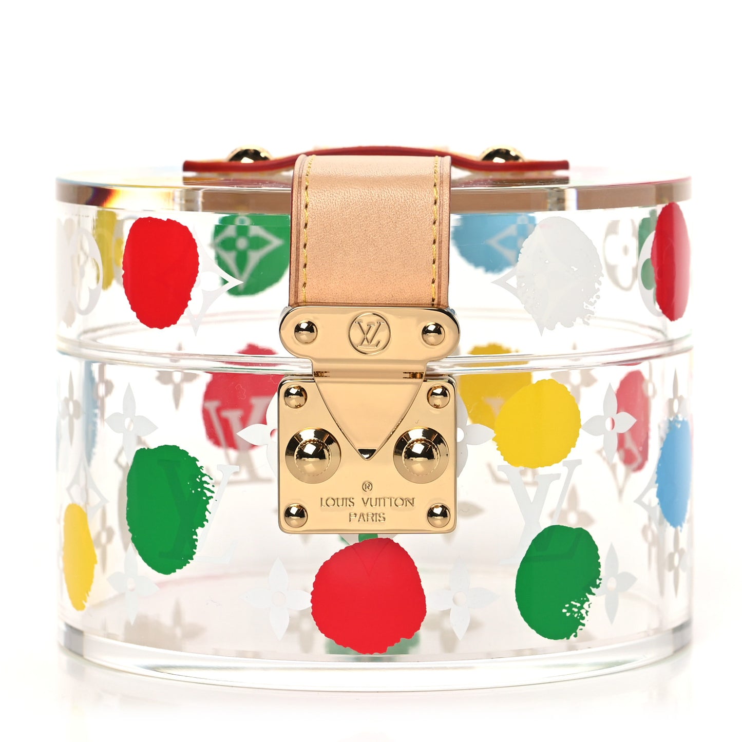LV x YK Transparent Plexiglass Monogram Painted Dots Box Scott Multicolor
