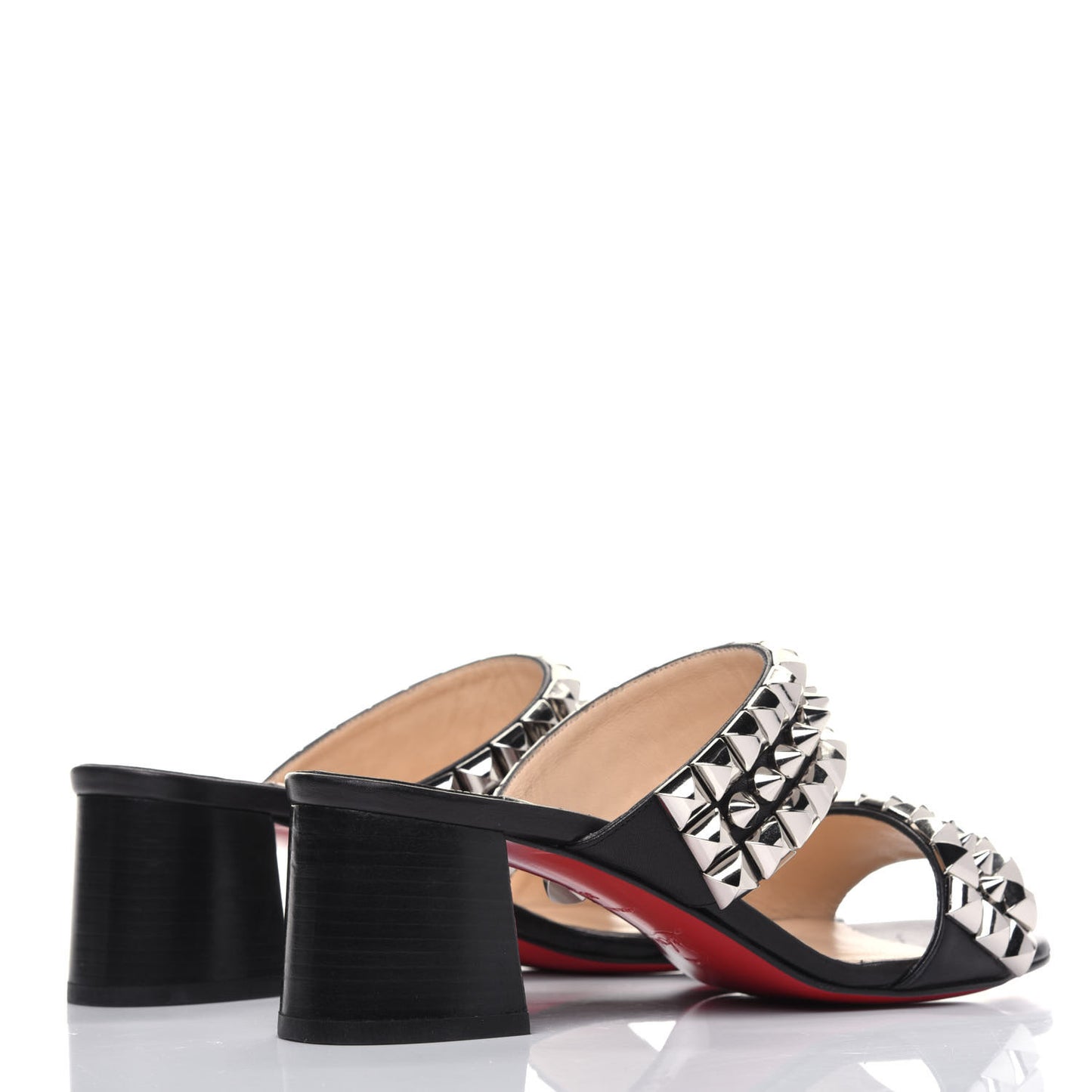 Calfskin Studded Tina Goes Mad 55 Slide Sandals 36.5 Black