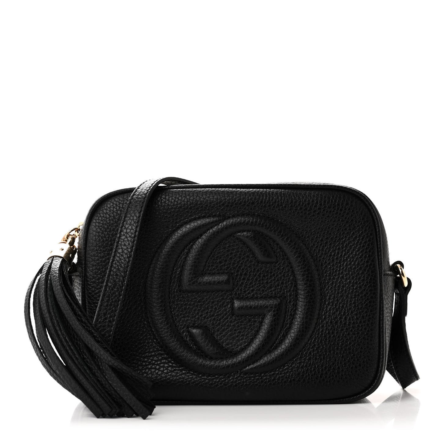 Pebbled Calfskin Small Soho Disco Bag Black