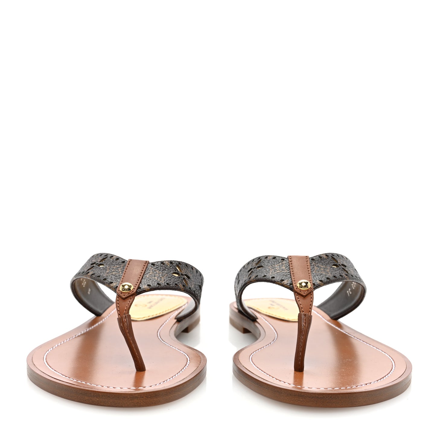 Monogram Sunny Flat Thong Sandals 38 Brown