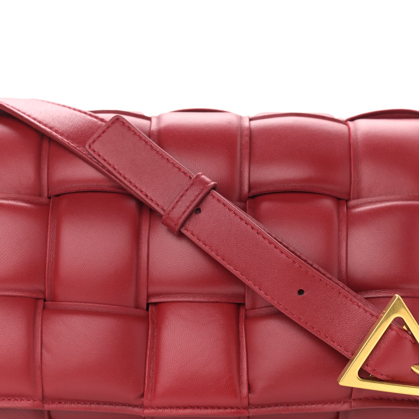 Nappa Maxi Intreccio Padded Cassette Crossbody Bag Dark Red