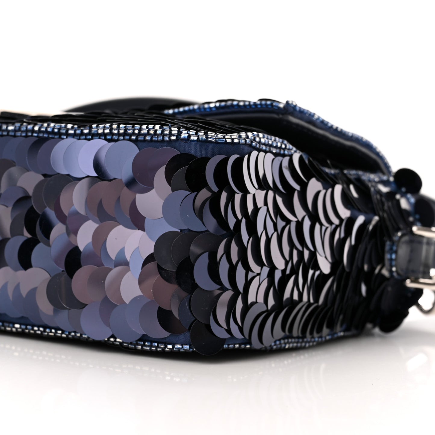Sequin Paillettes Vitello Grace Striped Baguette Dark Blue Lunai