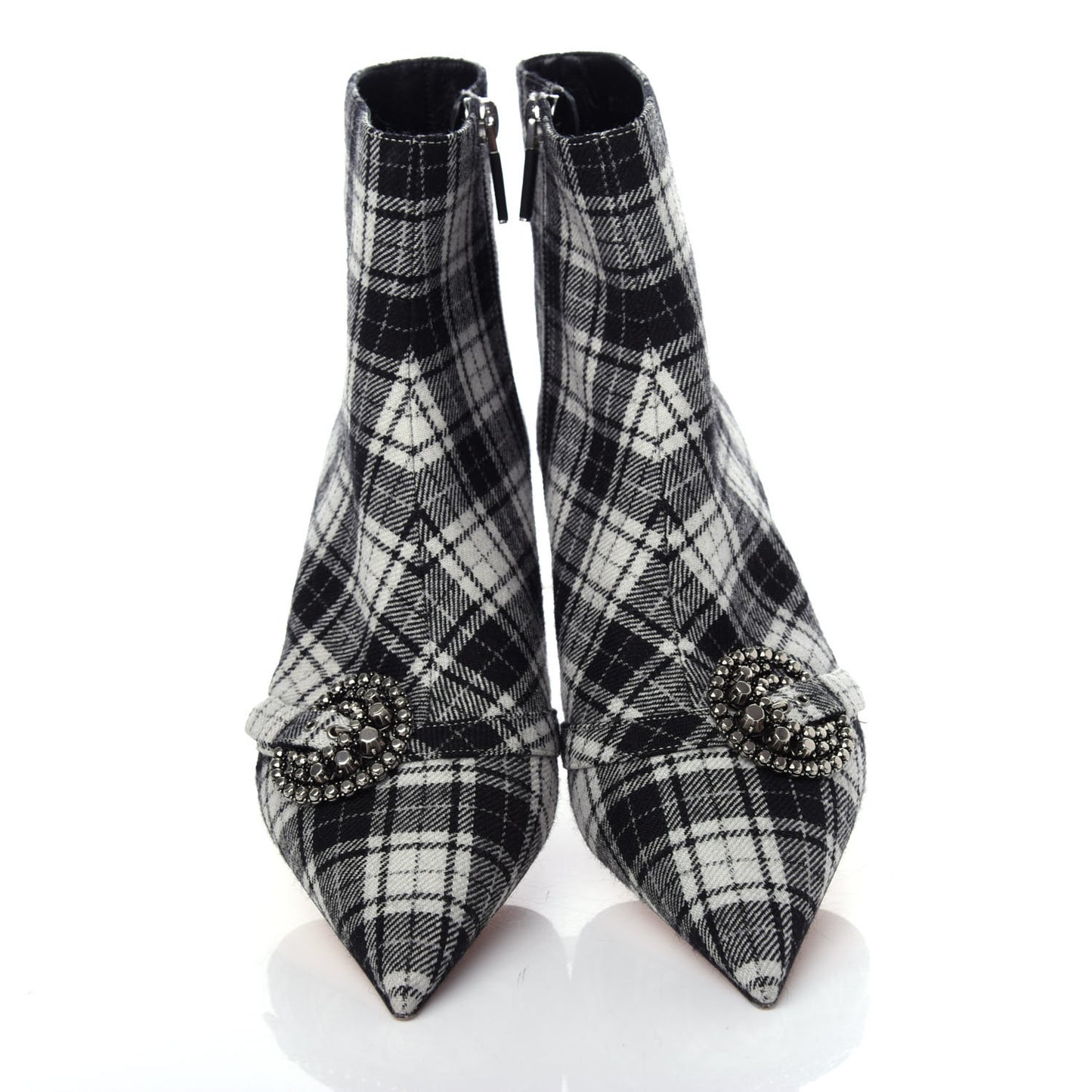 Canvas Tartan Gang Ankle Boots 39 Black