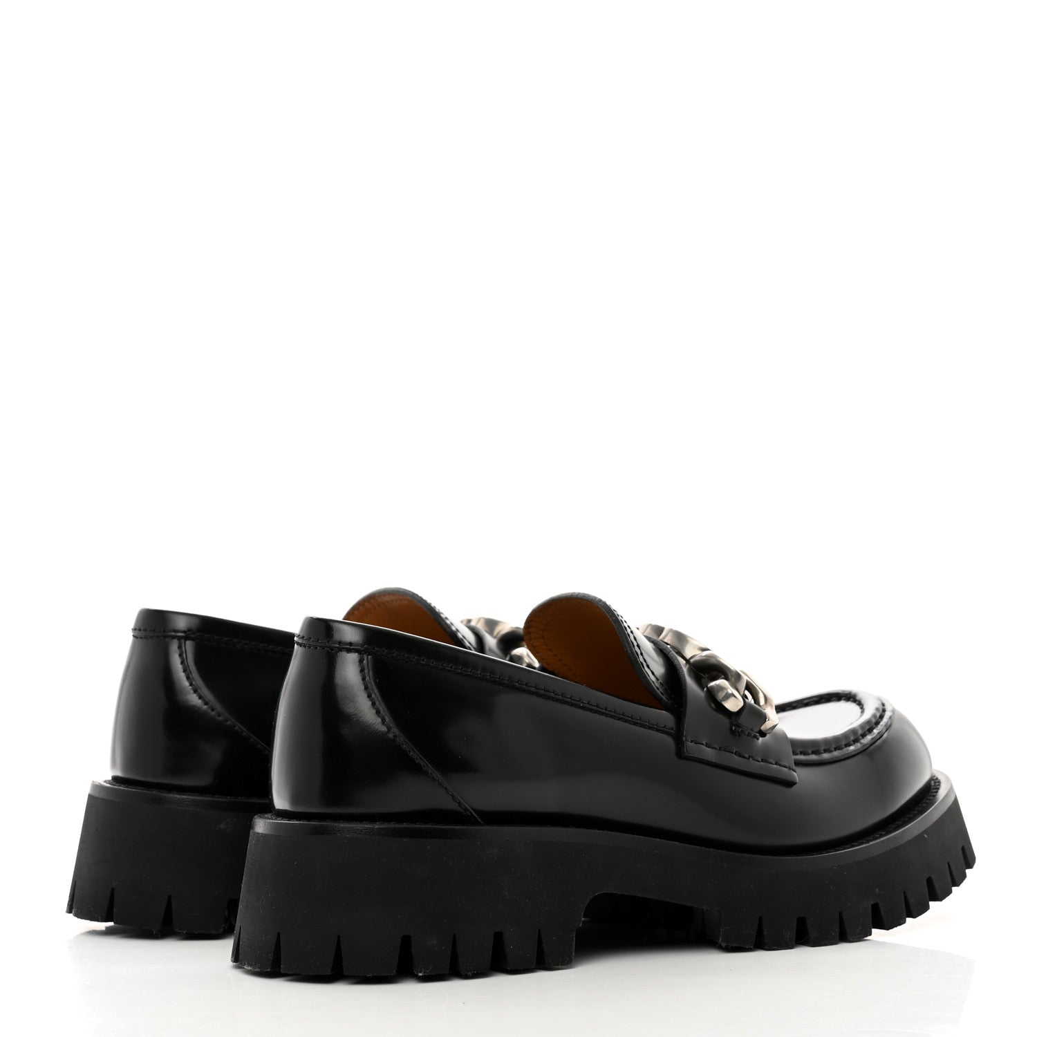 Gucci Cordovan Lux Womens Jeanne Platform Lug Sole 30/45mm Loafers 38 Black 4 of 8