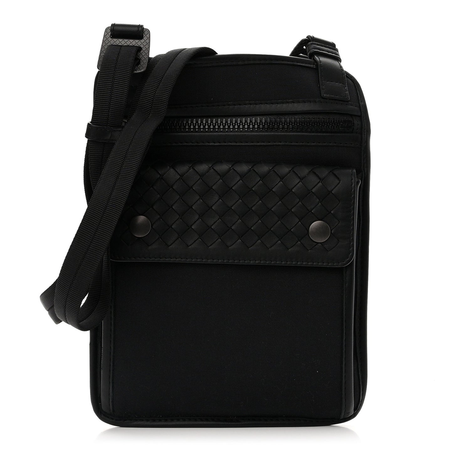 Nappa Intrecciato Nylon High Tech Crossbody Pouch Black