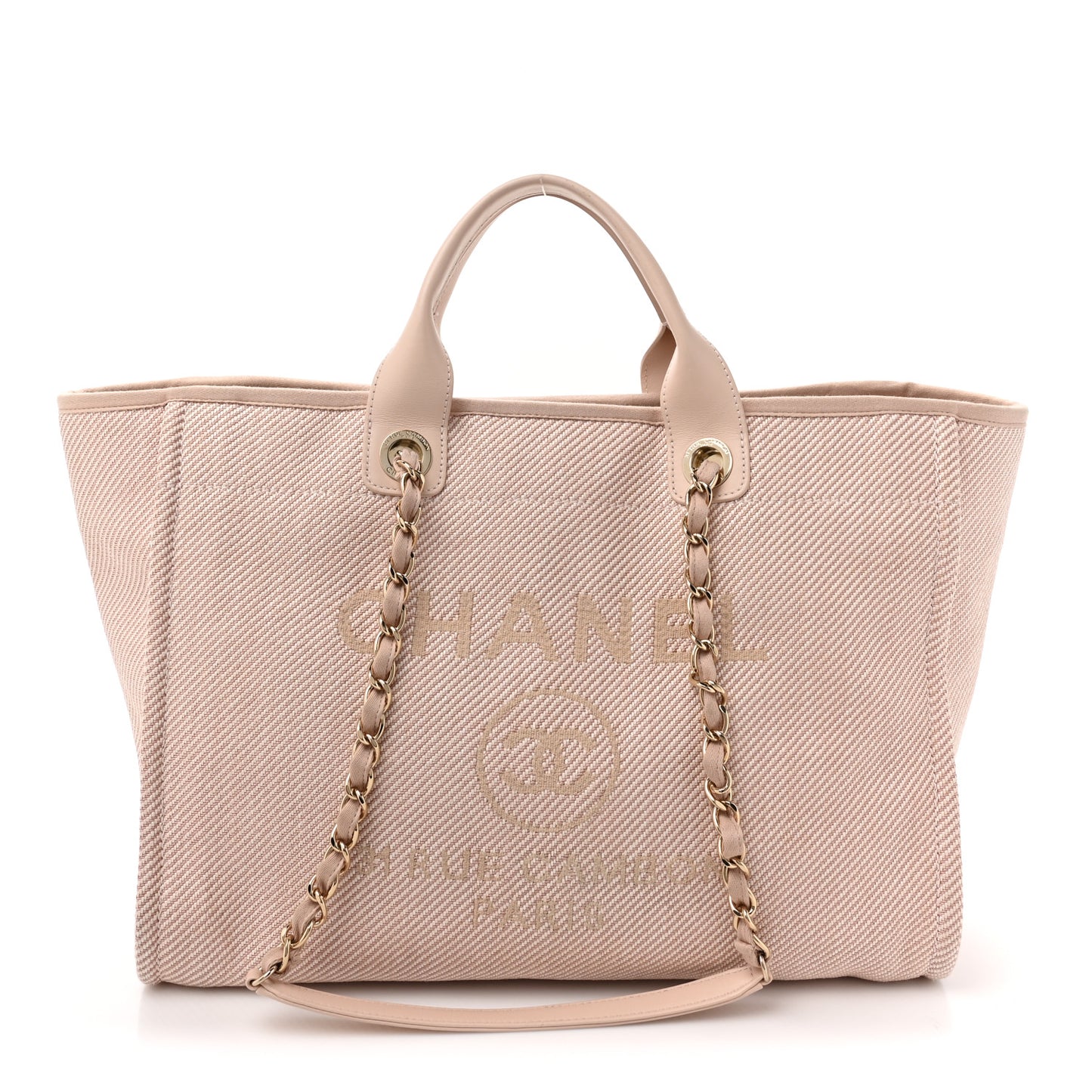 Mixed Fibers Calfskin Medium Deauville Tote Light Pink