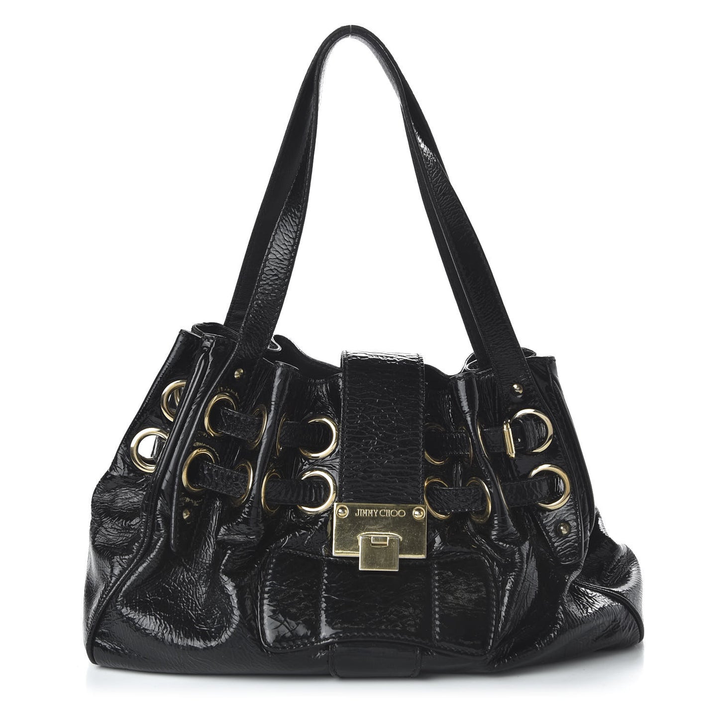 Crushed Patent Riki Bag Black