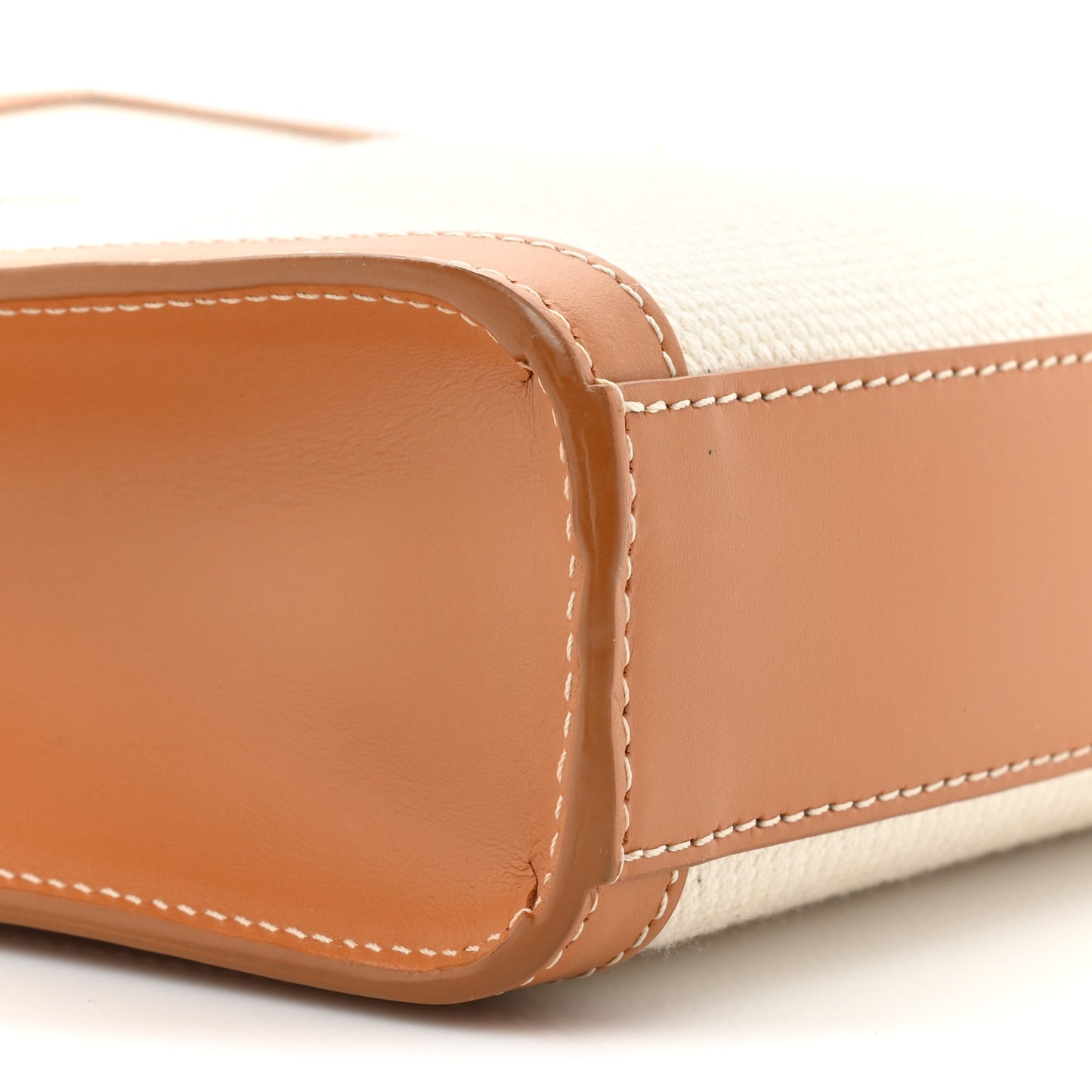 Canvas Calfskin Mini Vertical Cabas Natural Tan