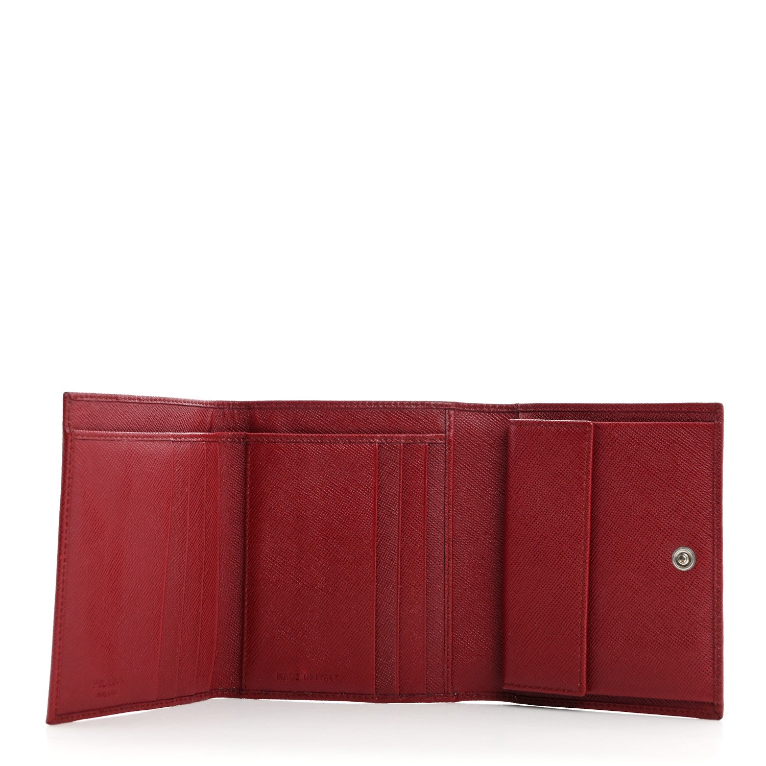 Prada Saffiano Metal Tri-Fold Wallet Cerise 5 of 9