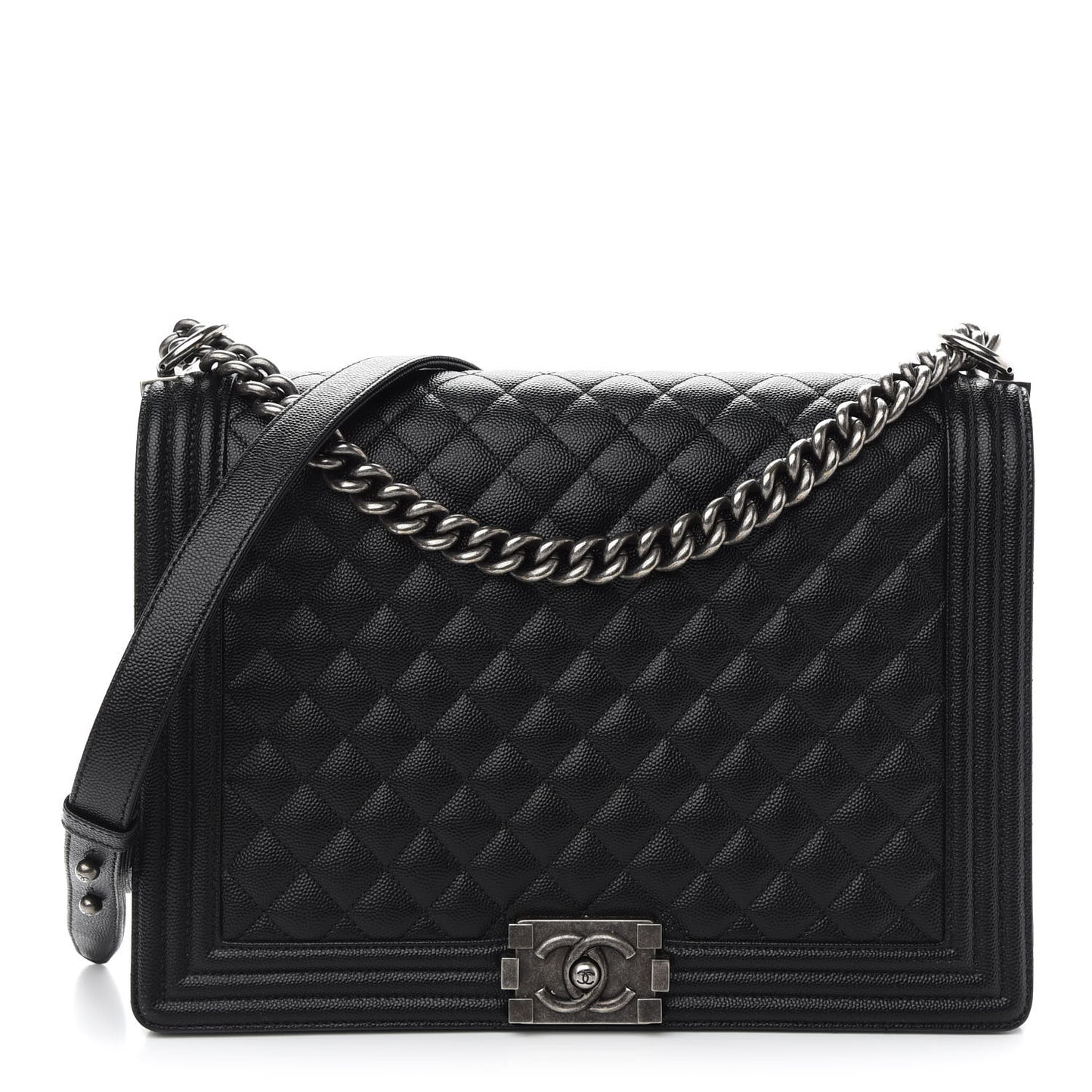 Caviar Quilted Large Boy Flap Black