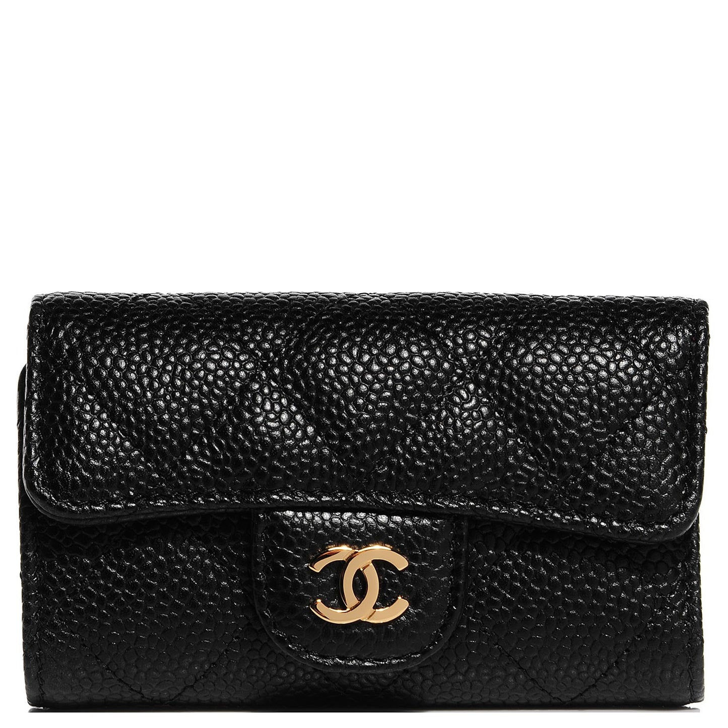 Caviar Quilted 6 Key Holder Black