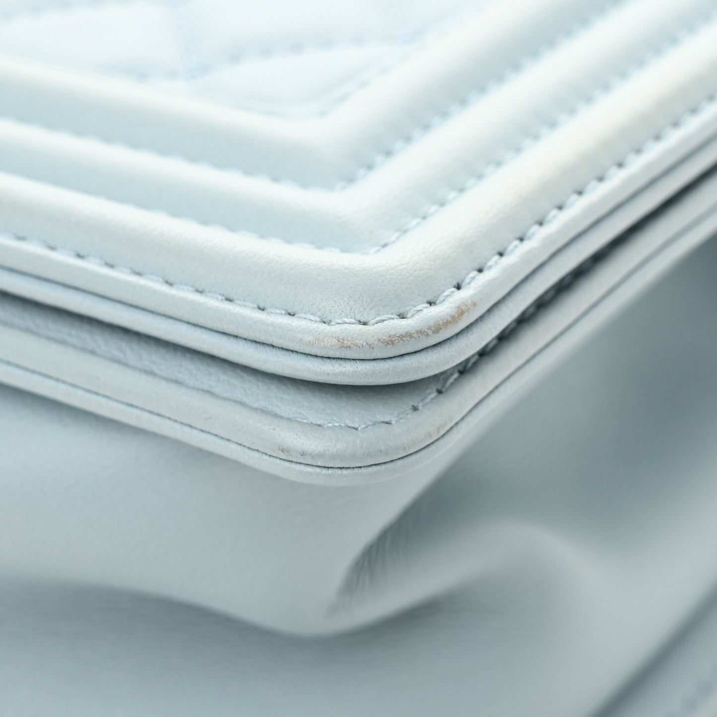 Calfskin Quilted Medium Boy Flap Light Blue