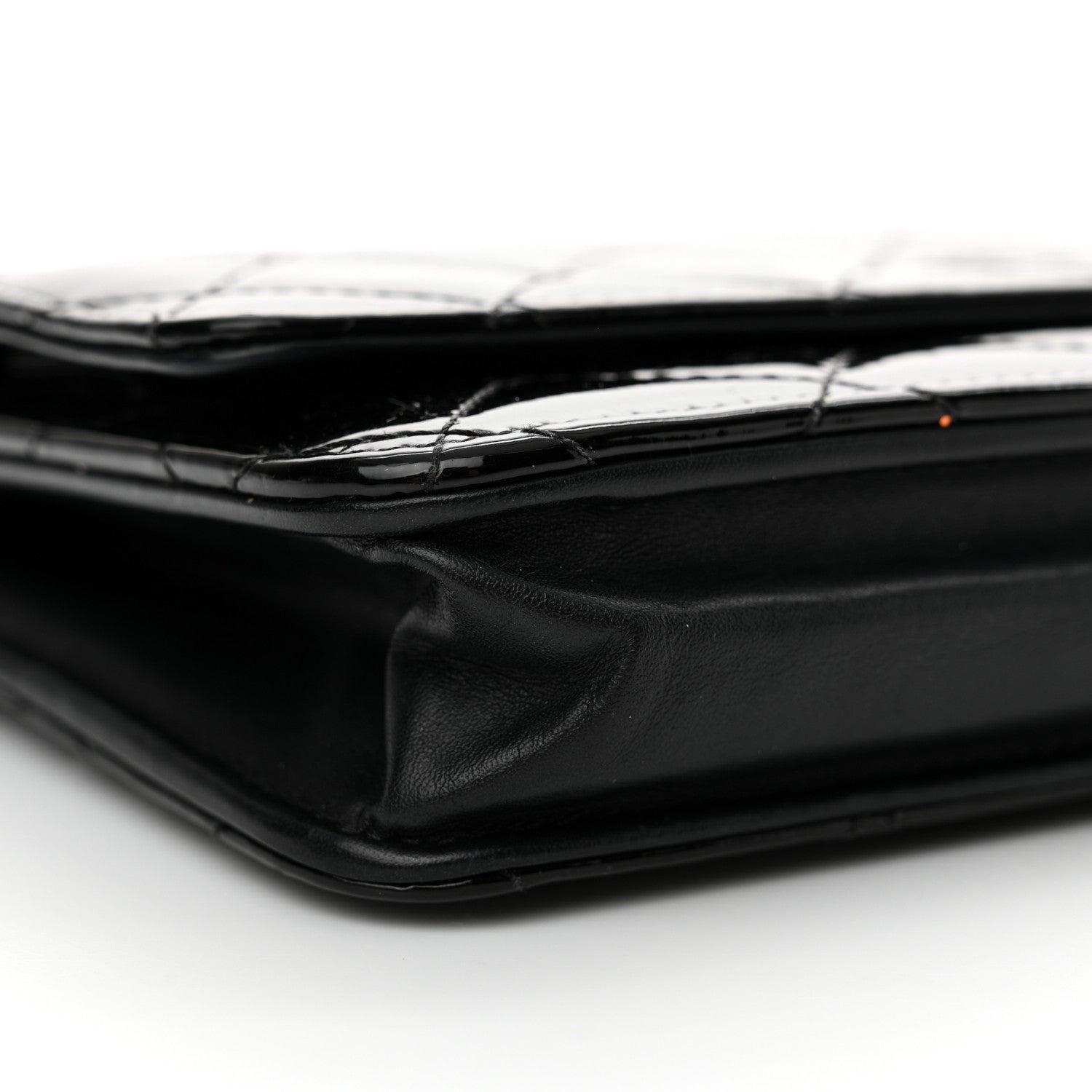 Chanel Patent Calfskin Quilted Wallet On Chain WOC Black 10 of 14