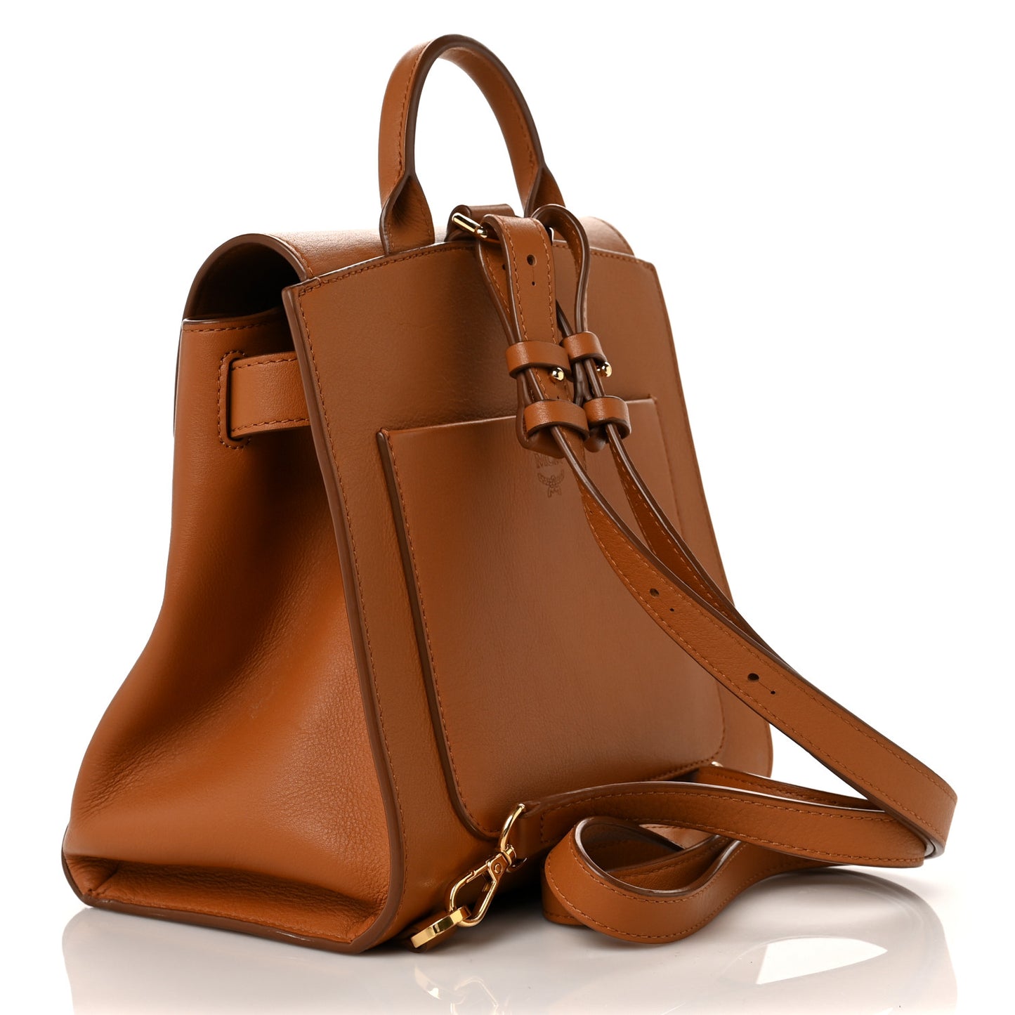 Calfskin Ottoman Essential Visetos Small Backpack Cognac