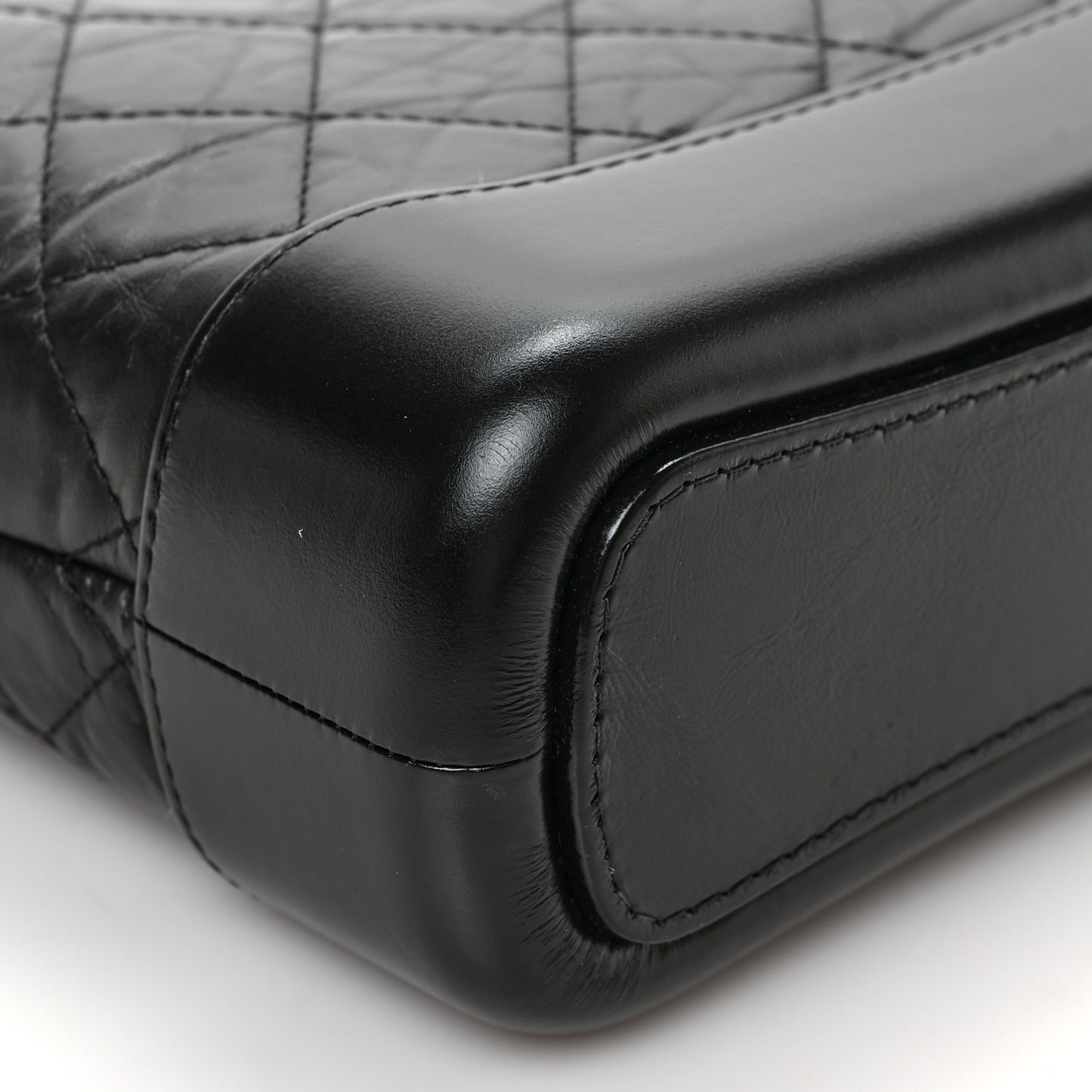 Aged Calfskin Quilted Small Gabrielle Hobo Black