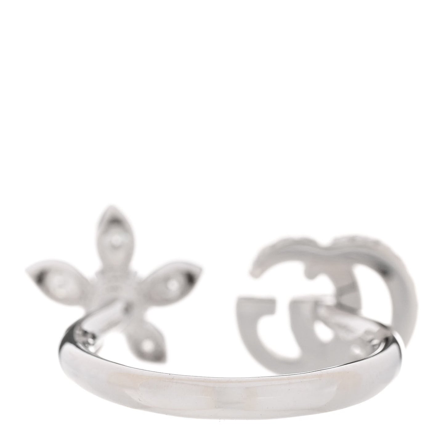 18K White Gold Diamond Flora GG Open Ring 52 6