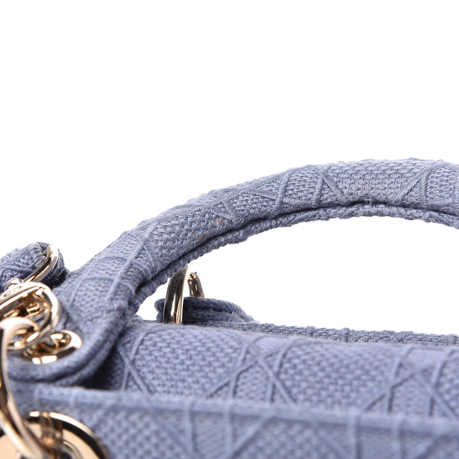 Christian Dior Canvas Embroidered Cannage Medium Lady D-Lite Blue 10 of 10