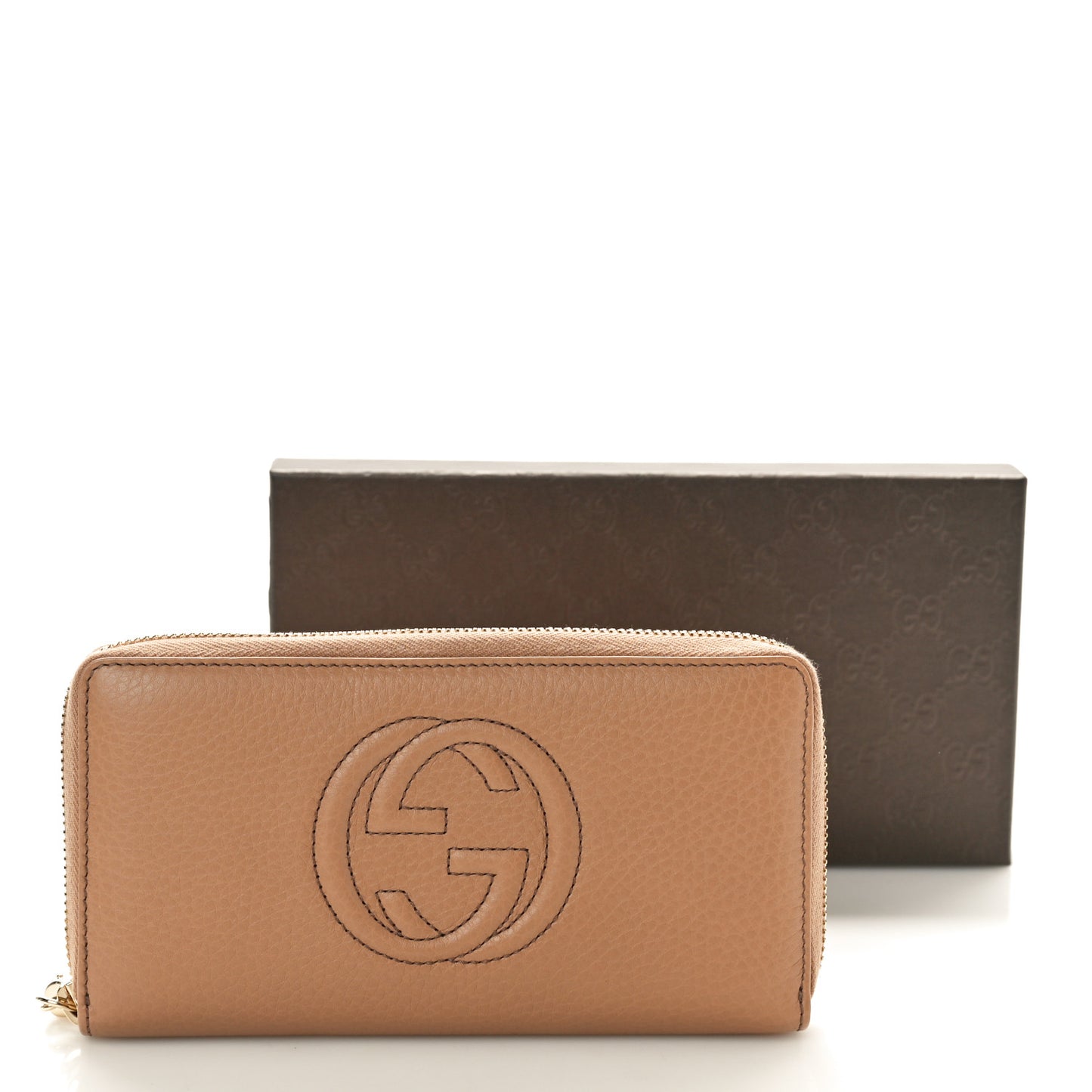 Pebbled Calfskin Soho Zip Around Wallet Camelia